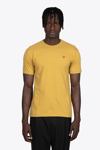 Comme Des Garçons Play Mens T-shirt Knit Mustard Yellow Cotton T-shirt With Small Heart Patch In 2