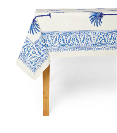 Les-ottomans Palm Tree Tablecloth (150cm X 250cm) In Blue
