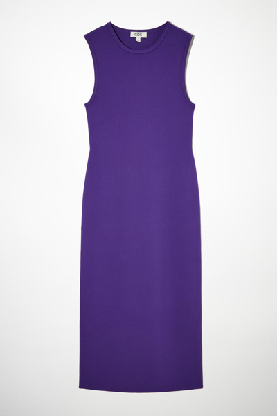 Cos Knitted Midi Dress In Purple