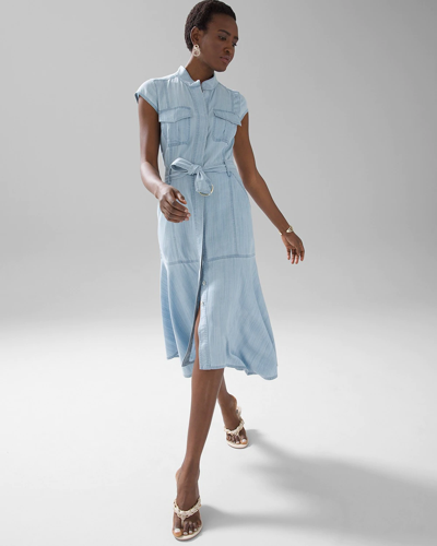 petite utility shirt dress boohoo Women's Petite Utility Turn Cuff Denim Oversized Shirt Dress in Blue