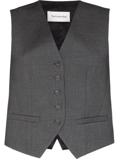 The Frankie Shop Gelso Grain De Poudre And Satin Vest In Grey