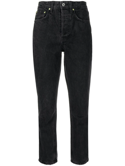 Grlfrnd Karolina Cropped Slim-cut Jeans In Black