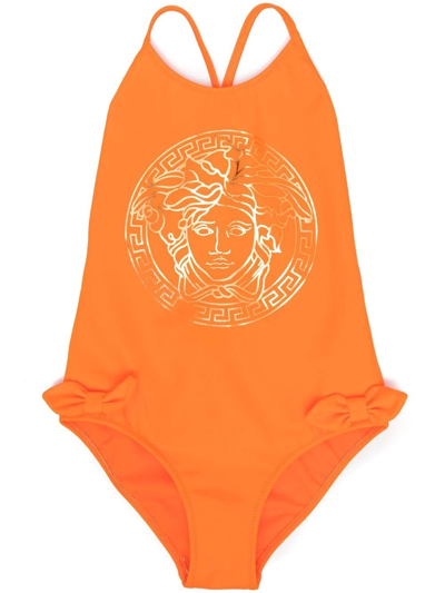 Versace Kids' Graphic-print Swimsuit In Orange