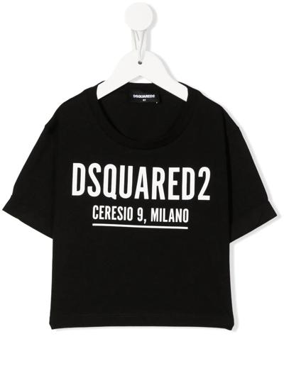 Dsquared2 Kids' Logo-print Cotton T-shirt In Black