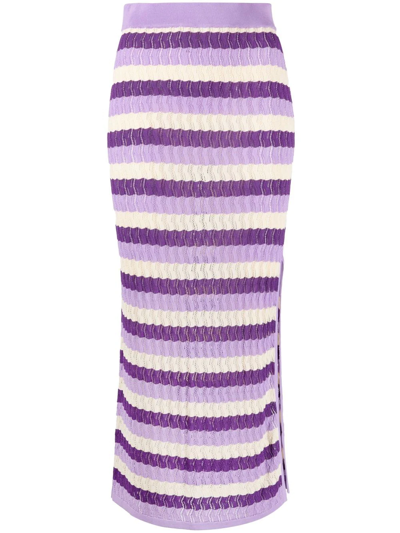 Dodo Bar Or June Striped Pointelle Knit Maxi Skirt In Purple Combo