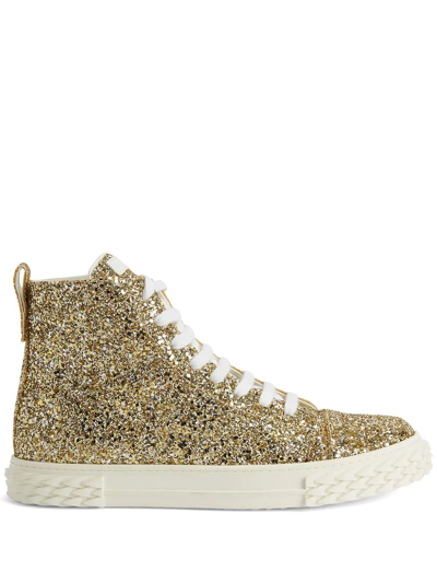 Giuseppe Zanotti Ecoblabber Glitter High-top Sneakers In Gold