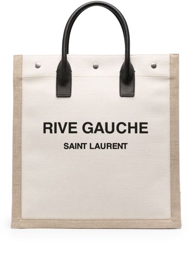 Saint Laurent Rive Gauche Tote Bag In Neutrals