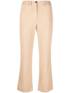 Myths Cropped Bootcut Trousers In Beige