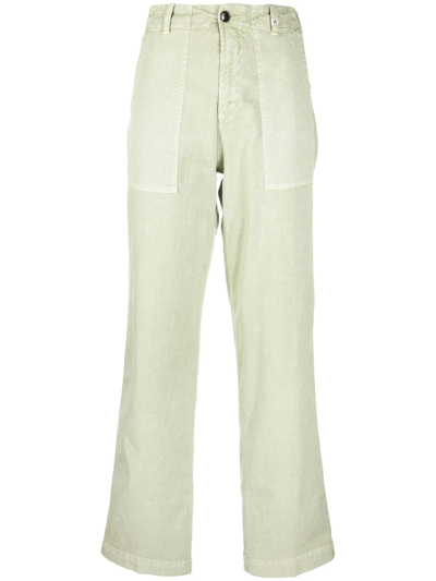 Myths Tonal-stitching Two-pocket Straight-leg Trousers In Green