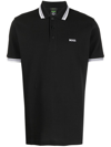 Hugo Boss Embroidered-logo Cotton Polo Shirt In Black