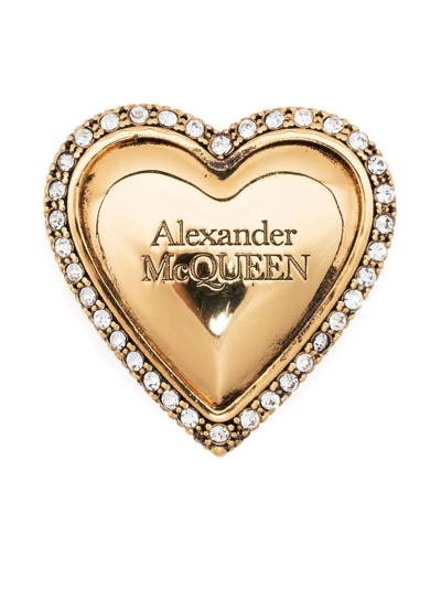 Alexander Mcqueen Debossed-logo Lace Lock In Gold
