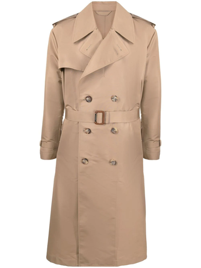 Alexander Mcqueen Beige Trench Coat With Graffiti Logo ModeSens