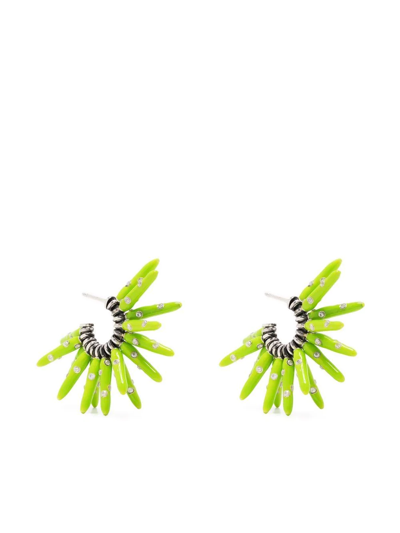 Bottega Veneta Spiked Crystal-embellished Earrings In Green