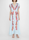 Saloni Lea Floral-print Silk-satin Midi Dress In Forest Rose Plmt
