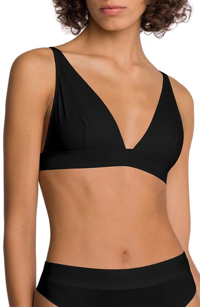 Wolford Beauty Cotton Cheeky Bikini In Jet Black