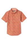 Johnston & Murphy Kids' Sunglasses Print Short Sleeve Button-down Shirt In Orange