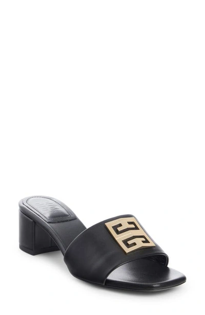 Givenchy 4g Lambskin Medallion Mule Sandals In Black