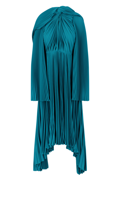 Balenciaga 'knotted Drapped' Maxi Dress In Blue