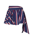 BALMAIN SHORT PLEATED SKIRT WITH RED AND BLUE STRIPES
