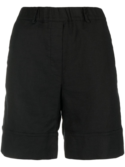 Kristensen Du Nord Elasticated Waist Silk Shorts In Black