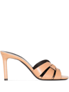 Saint Laurent Tribute Woven Leather Mule Sandals In Neutrals