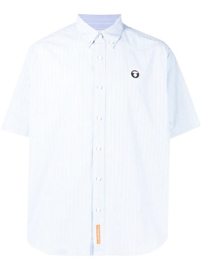 Aape By A Bathing Ape Logo-print Short-sleeve Shirt In Blau