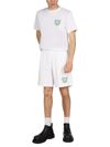 Sporty And Rich Beverly Hills Brand-printed High-rise Cotton Shorts In White