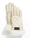 Ugg Quilted Performance Leather Gloves In Ivory