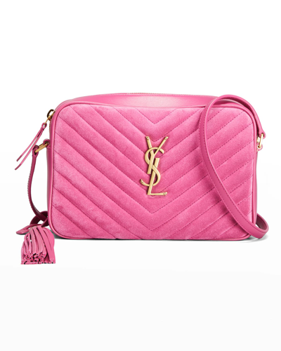 Saint Laurent Lou Ysl Suede Camera Crossbody Bag In 5528 Rose