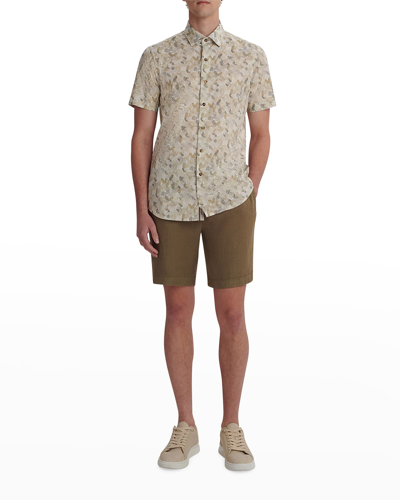 Bugatchi Men's Linen Drawstring Bermuda Shorts In Khaki