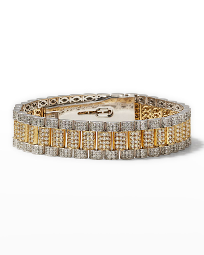 Nm Diamond Collection White And Yellow Gold Pave Diamond Link Bracelet