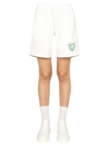 Sporty And Rich Beverly Hills Brand-printed High-rise Cotton Shorts In White