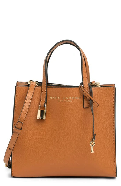 Marc Jacobs Mini Grind Coated Leather Tote In Smoked Almond