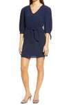 FRAICHE BY J PUFF SLEEVE TIE WAIST DRESS