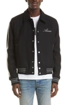 Amiri Twill Wool Bones Bomber Jacket With Patches In Black