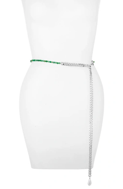 Vidakush 50/50 Jade Belly Chain In Silver