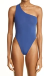 Louisa Ballou Plunge One-shoulder One-piece Swimsuit In Navy