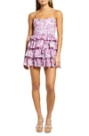 Bardot Adeli Floral Print Ruffle Minidress In Lilac Floral | ModeSens