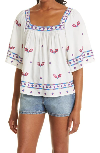Ba&sh Jay Embroidered Chiffon Blouse In White
