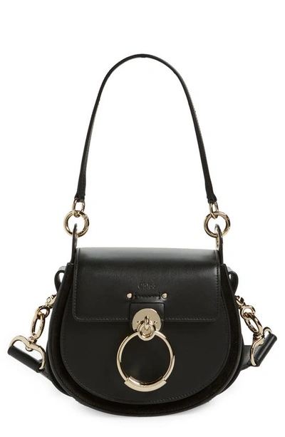 Chloé Tess Small Leather Cross-body Bag In Black
