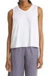 Eileen Fisher V-neck Stretch Jersey Tank In White