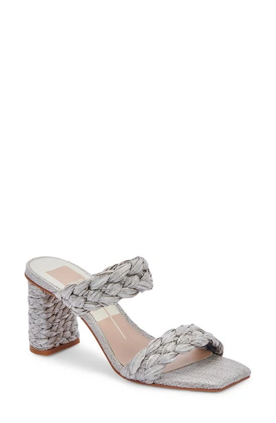 Dolce Vita Women's Paily Braided Double Strap Raffia High Heel Sandals In Light Grey Raffia
