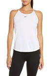 Nike Women's Dri-fit One Elastika Standard Fit Tank Top In White/ Black