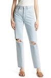 Slvrlake London High Waist Straight Leg Jeans In Blue