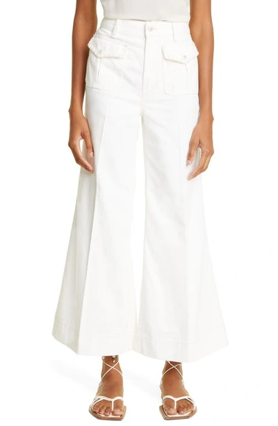 Zimmermann Flare Leg Cotton Twill Crop Pants In Vintage White