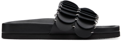 Paco Rabanne Pacoio Embellished Leather Slides In Black