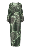 Johanna Ortiz Del Rio Tropical Print Long Sleeve Georgette Maxi Dress In Print