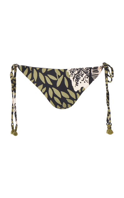 Johanna Ortiz Greenery Toile Azabache Side-tie Bikini Bottoms In Print