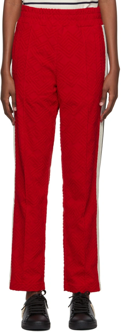Palm Angels Red Terry Track Lounge Pants In Red Off White