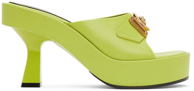 Versace Green Medusa Biggie Mules In Lime